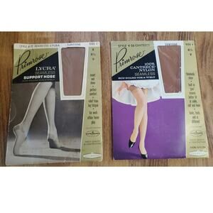 Vintage Stockings, Lot of 2, Primrose,  Size 1, 8-8.5-9, for use with garters
